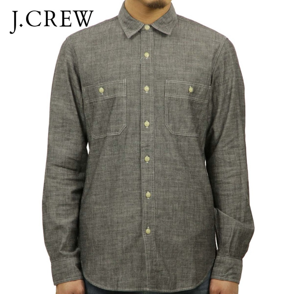 J. Crew Chambray Button-down Workshirt Large Black/gray